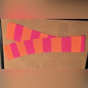 Pink And Orange Striped Scarf